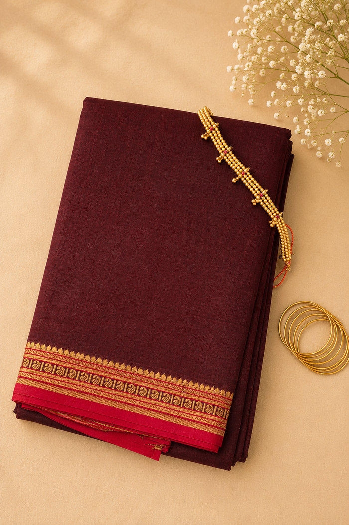 Kridha - Kanchi Cotton Saree with Temple Border