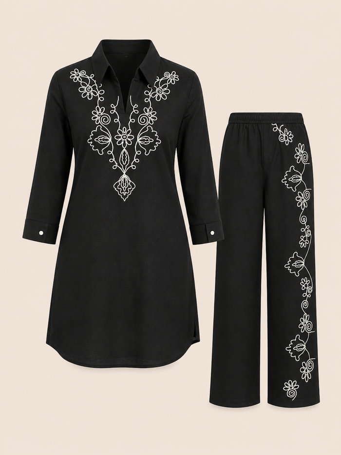 Black Embroidered Co-Ord set