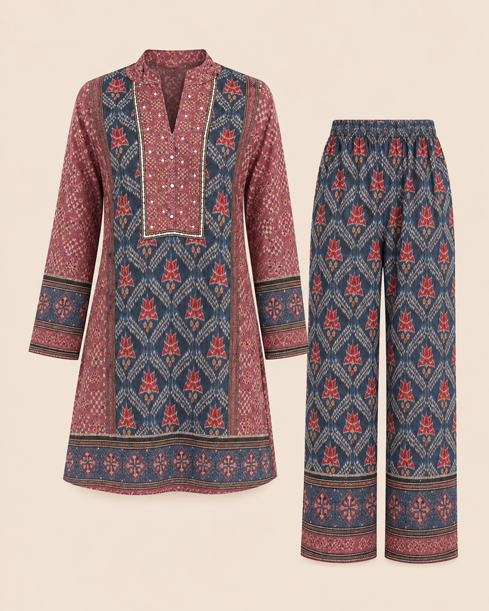 Ethnic Mirror Work Cord Set
