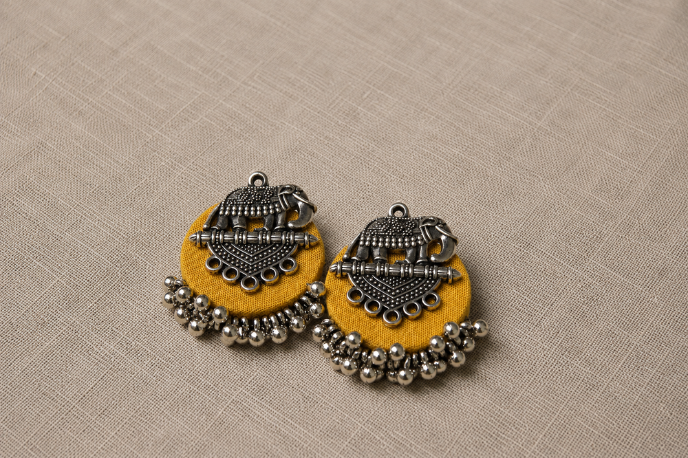 Haldi Gaja - Mustard Elephant Statement Studs