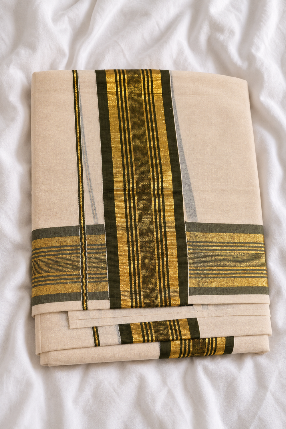 Marakatham - Set Mundu with Zari and Green Kara
