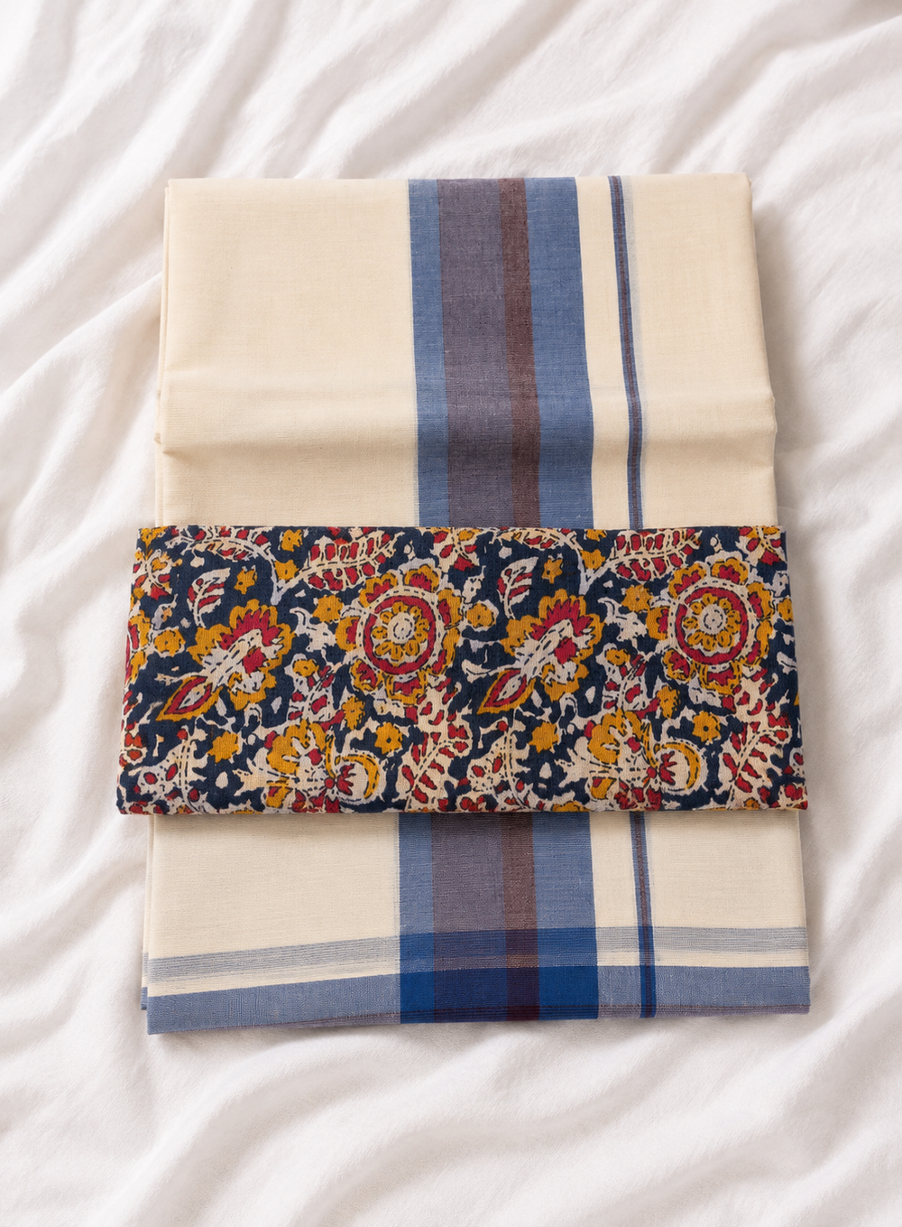 Neelima - Set Mundu with Kalamkari Print Blouse Piece